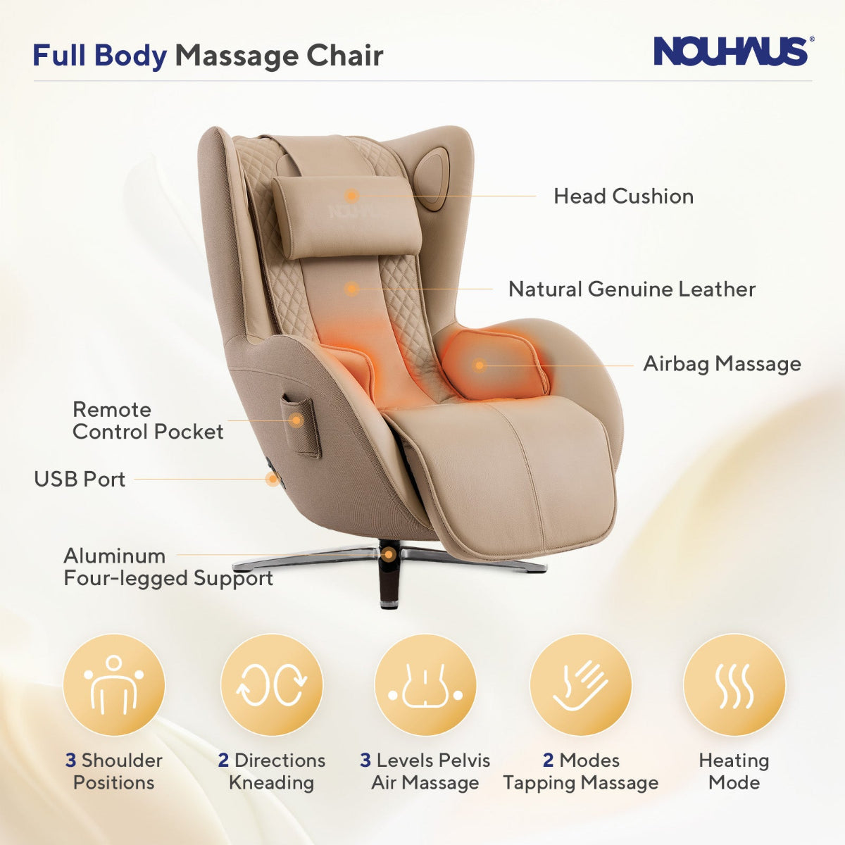 NOUHAUS Aurora Zero Gravity Premium Full-Body Electric Massage Chair