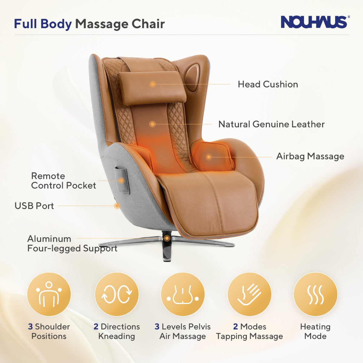 NOUHAUS Aurora Zero Gravity Premium Full-Body Electric Massage Chair