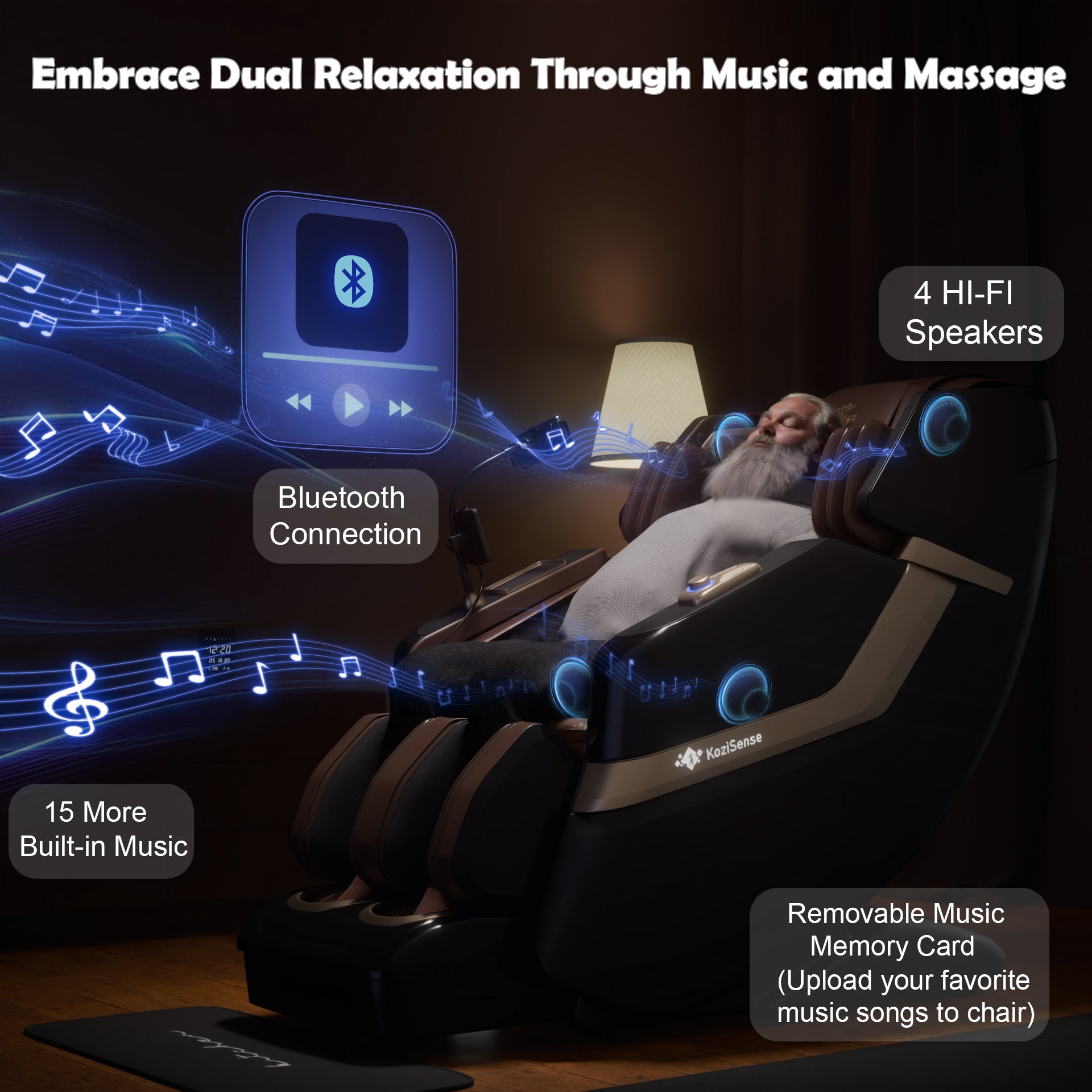 KoziSense KZ-313 New Heated Jade Stone Massage Chair