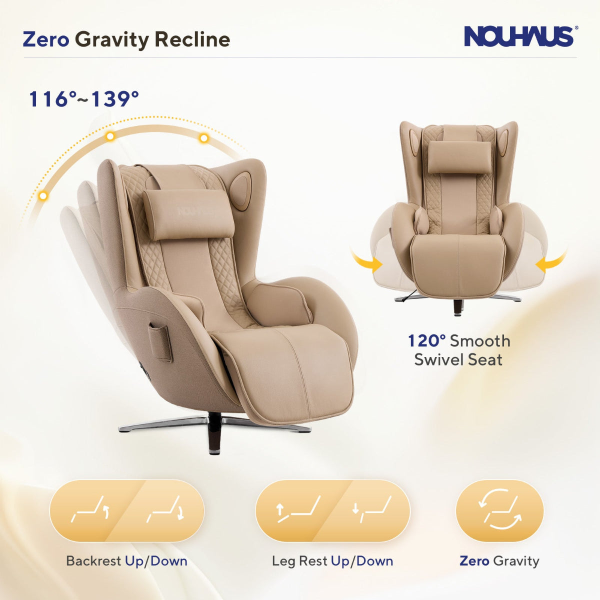 NOUHAUS Aurora Zero Gravity Premium Full-Body Electric Massage Chair