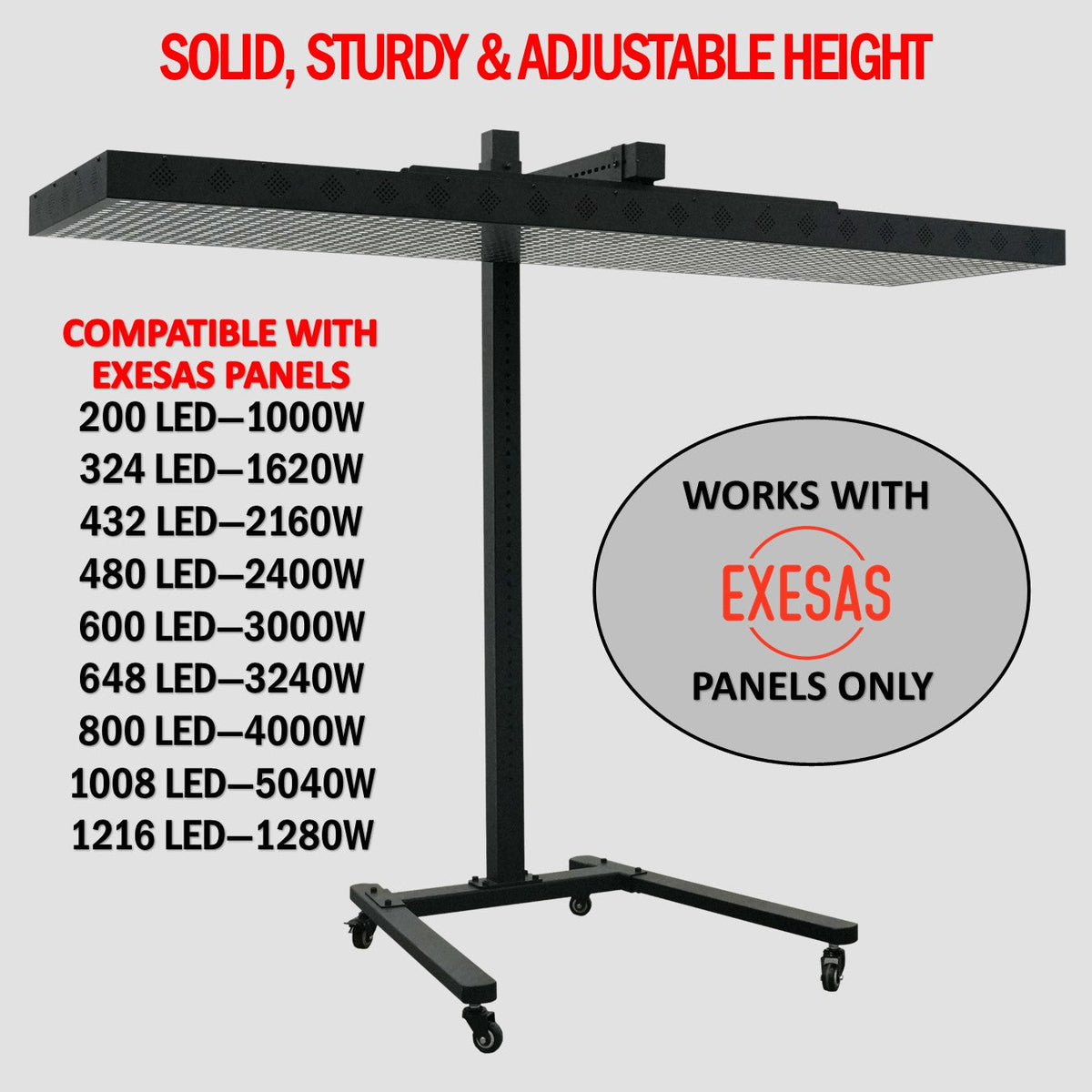 Horizontal Rolling Stand for EXESAS Red Light Therapy Panels, Compatible only with EXESAS Panels. (Stand Only, Panel Sold Separately)