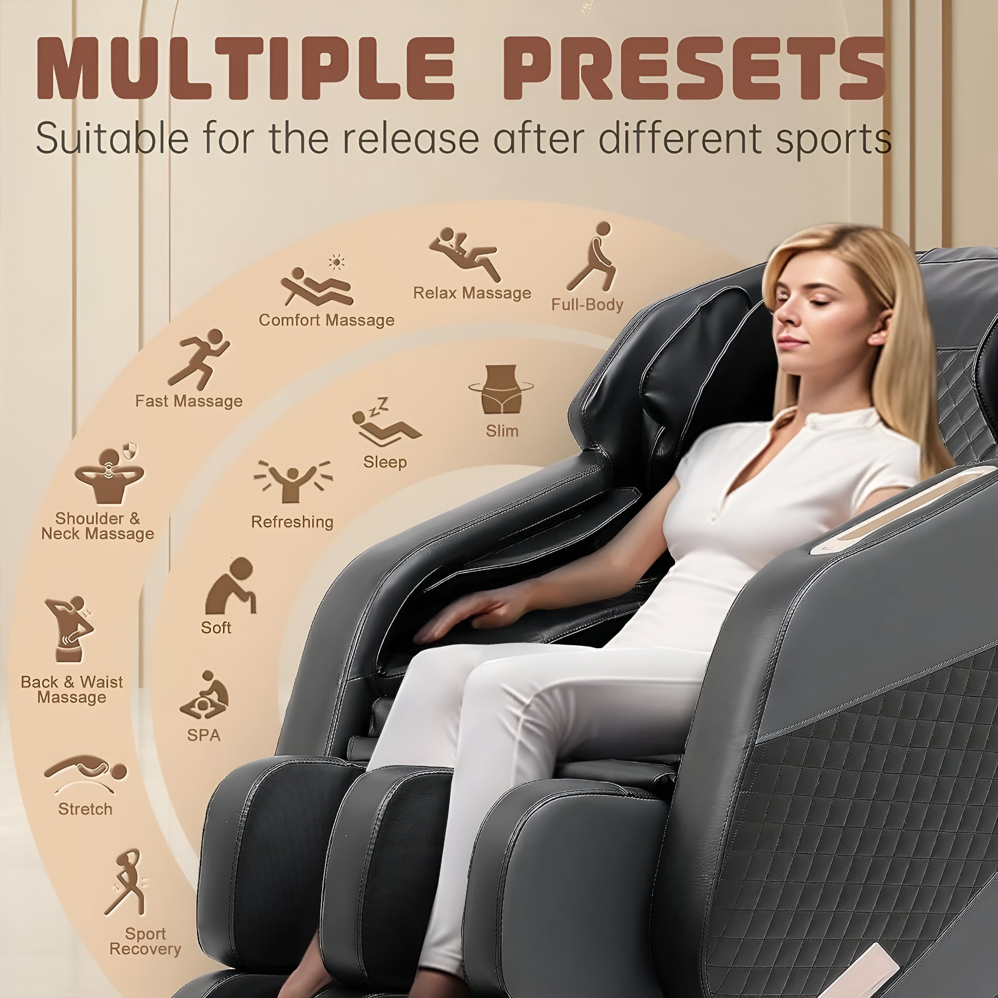 2024 Massage Chair Recliner, Zero Gravity Full Body Massage Chair with Airbags, Heating, Bluetooth Speaker and Foot Rollers (Gray)