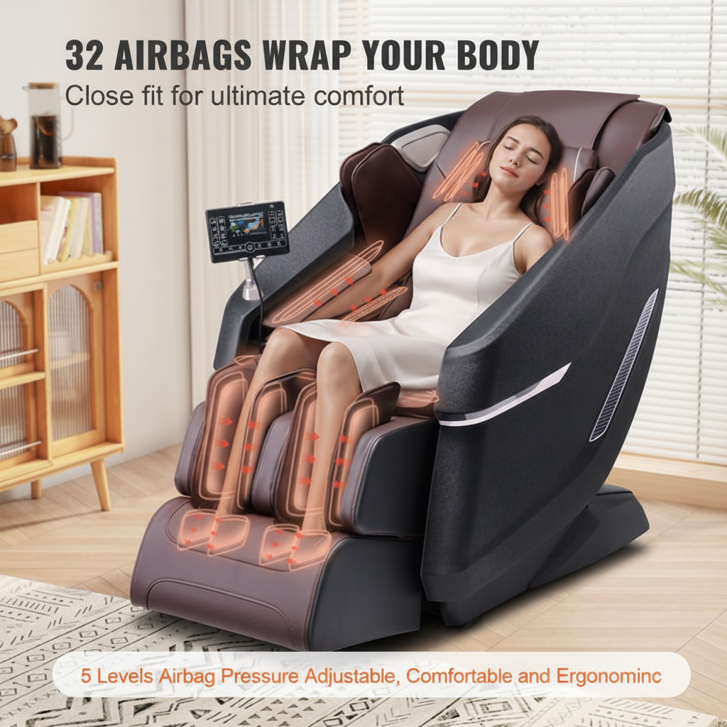 VEVOR Full Body Massage Chair Zero Gravity 3D Shiatsu Recliner with Sl-Track