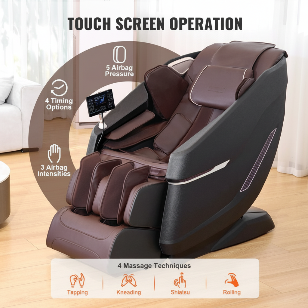 VEVOR Full Body Massage Chair Zero Gravity 3D Shiatsu Recliner with Sl-Track