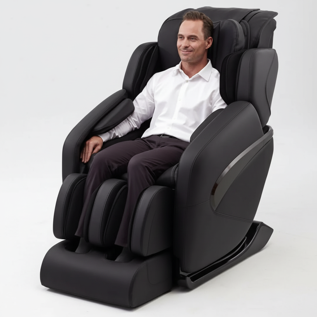 Jin L Track Deluxe Zero Gravity Full Body Massage Chair with Lumbar, Forearm & Calf Heat Therapy and Shiatsu Calf Massage