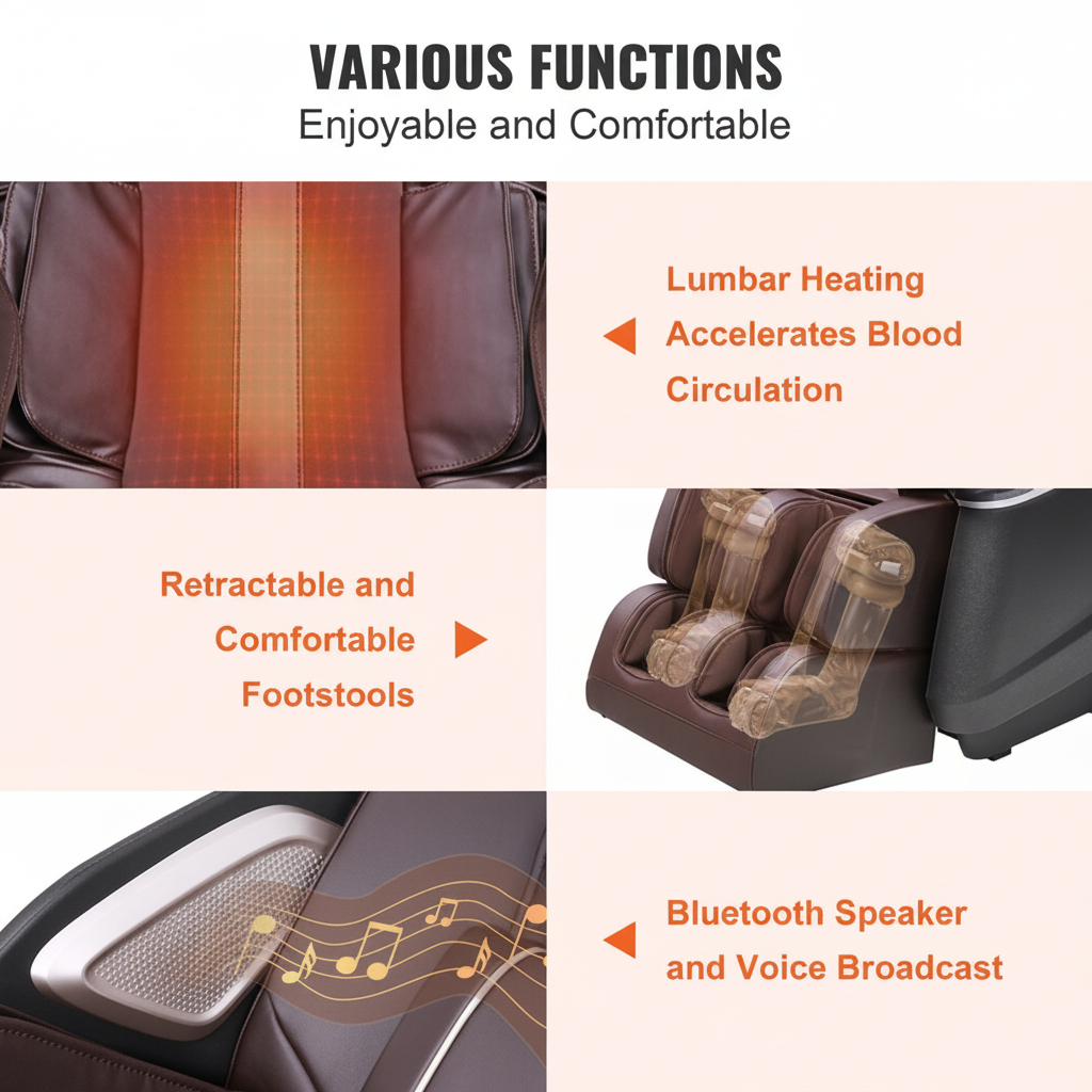 VEVOR Full Body Massage Chair Zero Gravity 3D Shiatsu Recliner with Sl-Track