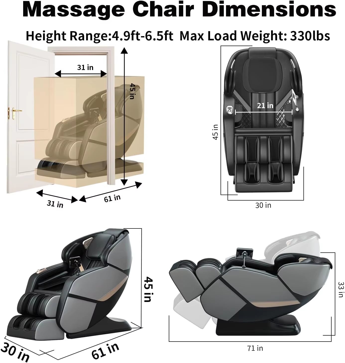 1 Years Warranty Massage Chair Full Body Folding Recliner Smart Chair Massager Electric Shiatsu Zero Gravity Massage Chair